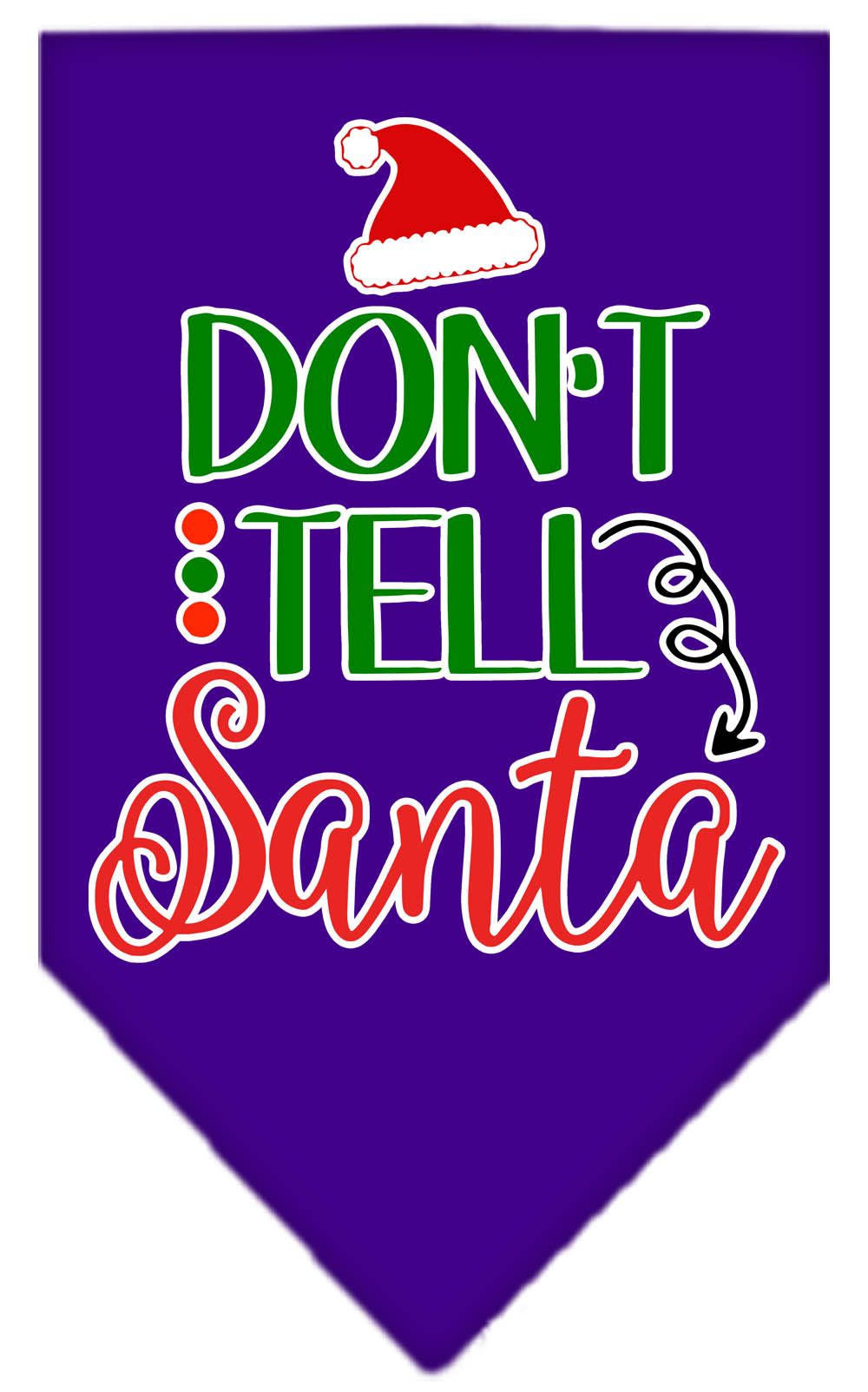 Don't Tell Santa Screen Print Bandana Purple Small